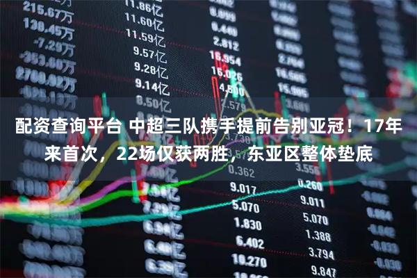 配资查询平台 中超三队携手提前告别亚冠！17年来首次，22场仅获两胜，东亚区整体垫底